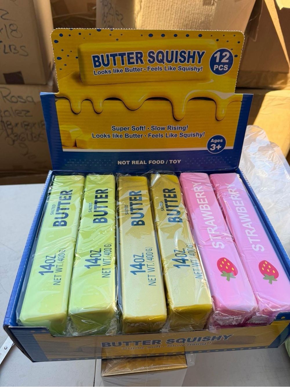 Full Case X12 Large BUTTER squishy 9” , super soft , slow raising fidget Stress